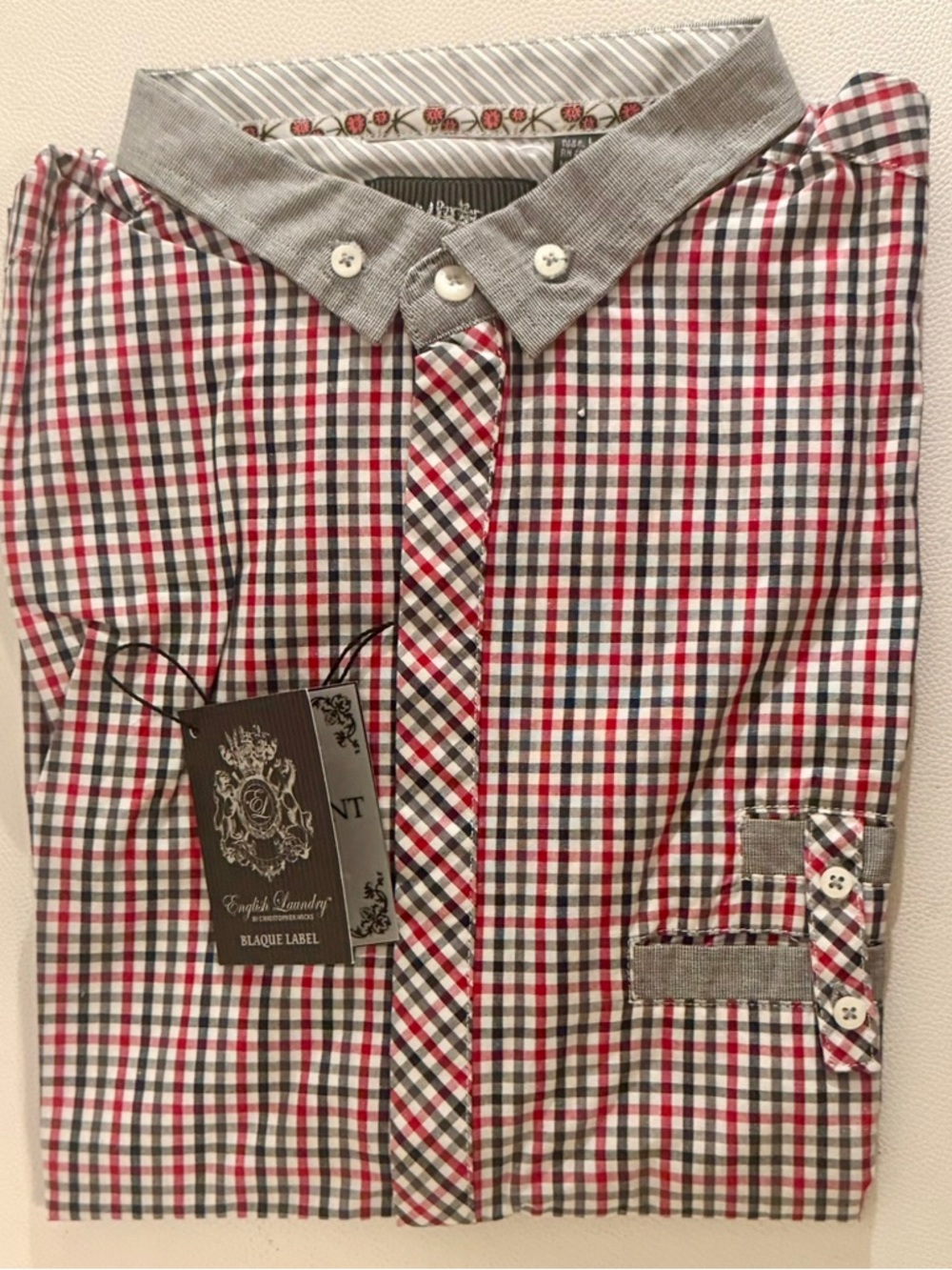 English Laundry Blaque Label Mens Large Plaid Button Down Shirt NWT